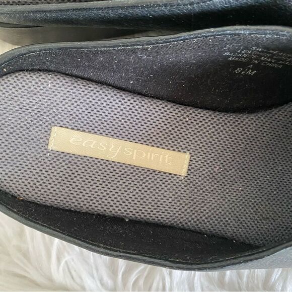 Easy Spirit Black Leather Heaven Open Toe Wedge Slide Platform Sandals Size 8.5 - Picture 8 of 8